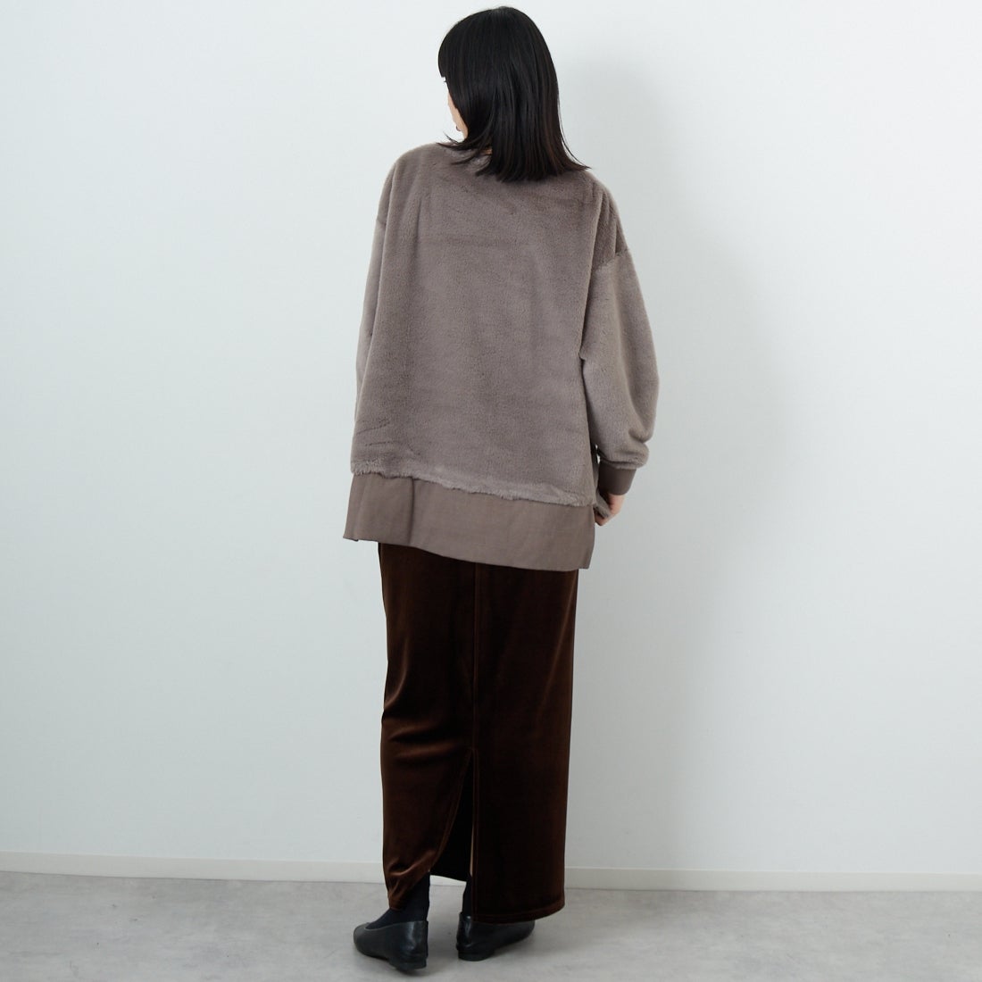 Jf Ready Made [ジェイエフレディメイド] カットファーVネックプルオーバー [3107106] 806 Mｸﾞﾚｲ &&モデル身長：162cm 着用サイズ：F&&