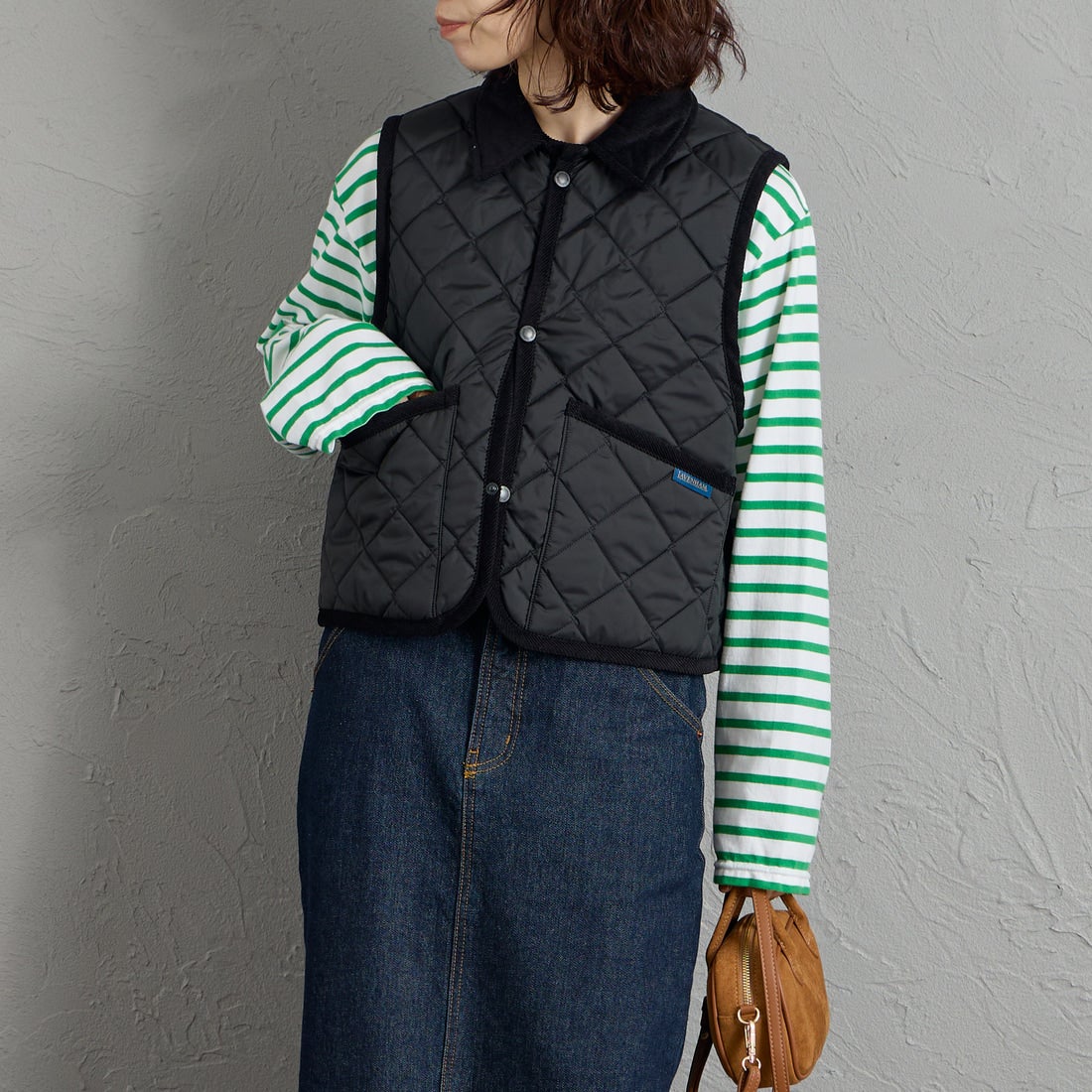 LAVENHAM [ラベンハム] ウィメンズ クロップド レイドン ジレ [LV12121] F44 SABLE &&モデル身長：158cm 着用サイズ：10&&