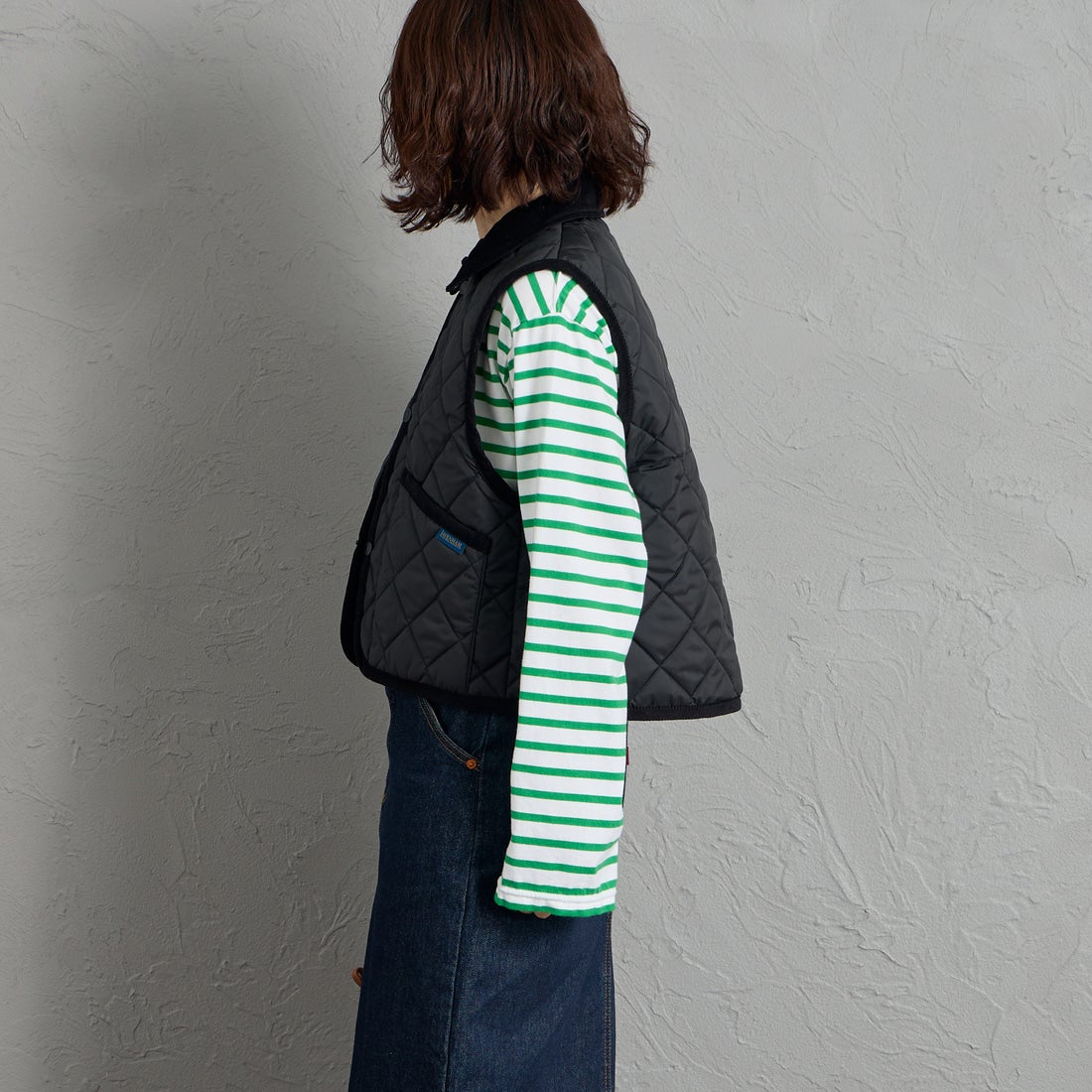 LAVENHAM [ラベンハム] ウィメンズ クロップド レイドン ジレ [LV12121] F44 SABLE &&モデル身長：158cm 着用サイズ：10&&