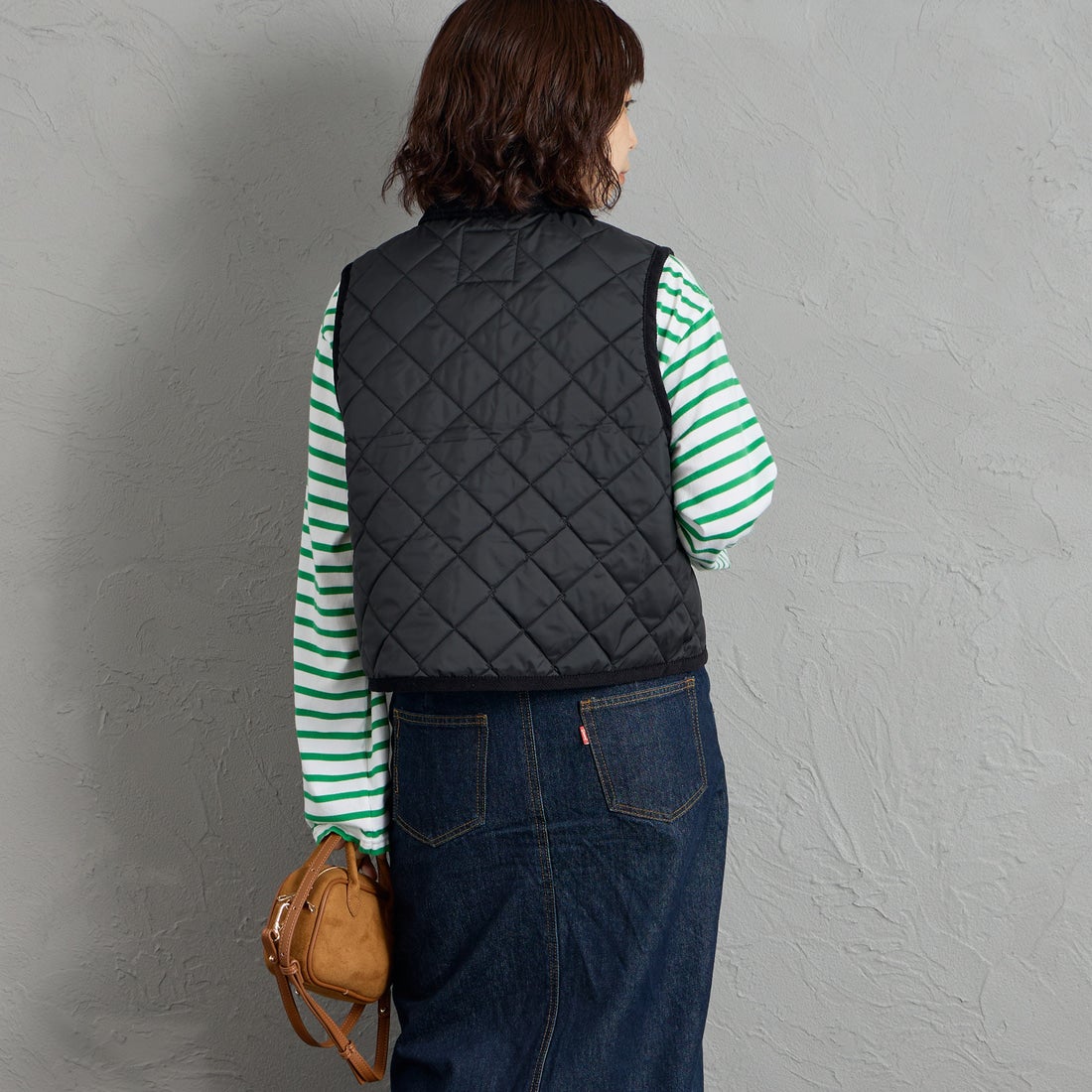 LAVENHAM [ラベンハム] ウィメンズ クロップド レイドン ジレ [LV12121] F44 SABLE &&モデル身長：158cm 着用サイズ：10&&