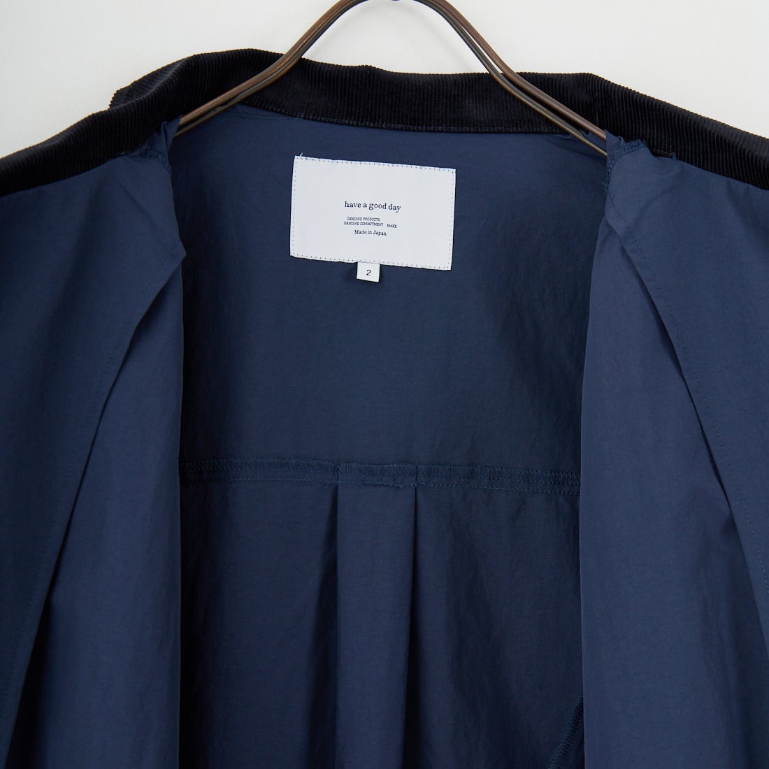 have a good day [ハブアグッドデイ] コーデュロイ襟 ナイロンコーチジャケット [HGD-340] NAVY