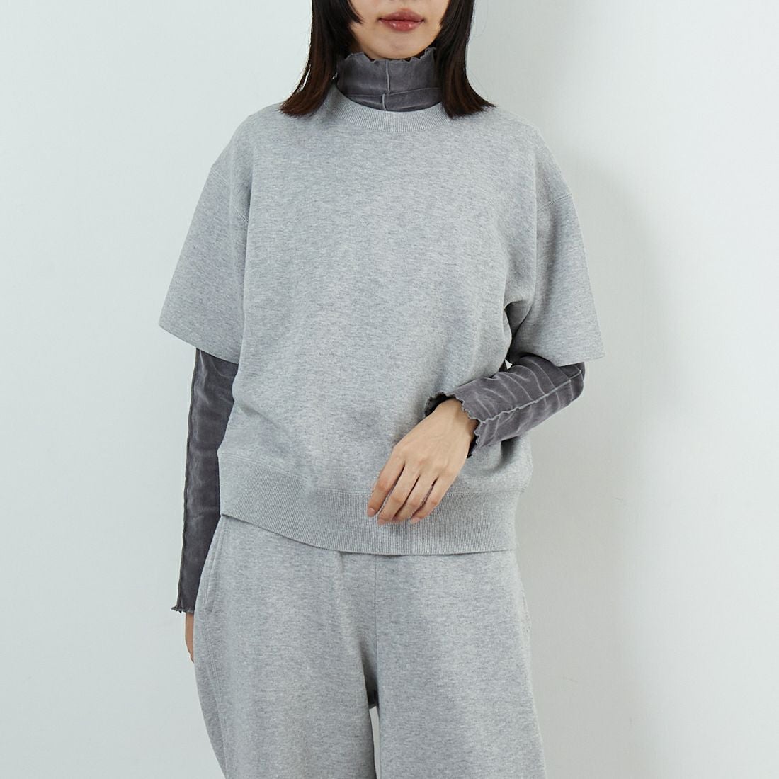 RYE TENDER [ライテンダー] ピアモントTシャツ [110422500] HEATHER GR &&モデル身長：162cm 着用サイズ：0&&