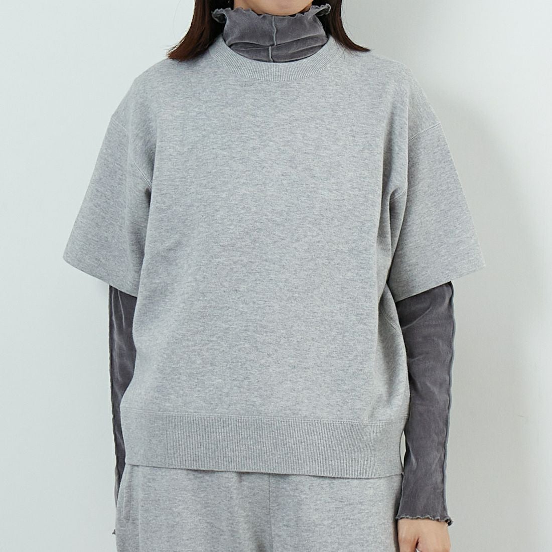 RYE TENDER [ライテンダー] ピアモントTシャツ [110422500] HEATHER GR &&モデル身長：162cm 着用サイズ：0&&