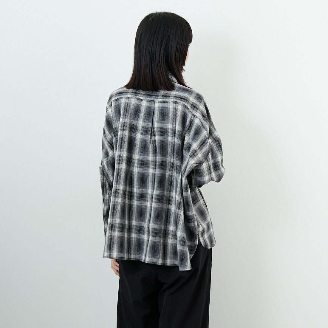 ANTGAUGE [アントゲージ] ドロップショルダー チェックシャツ [GB327] 24 ﾌﾞﾗｯｸ &&モデル身長：162cm 着用サイズ：F&&