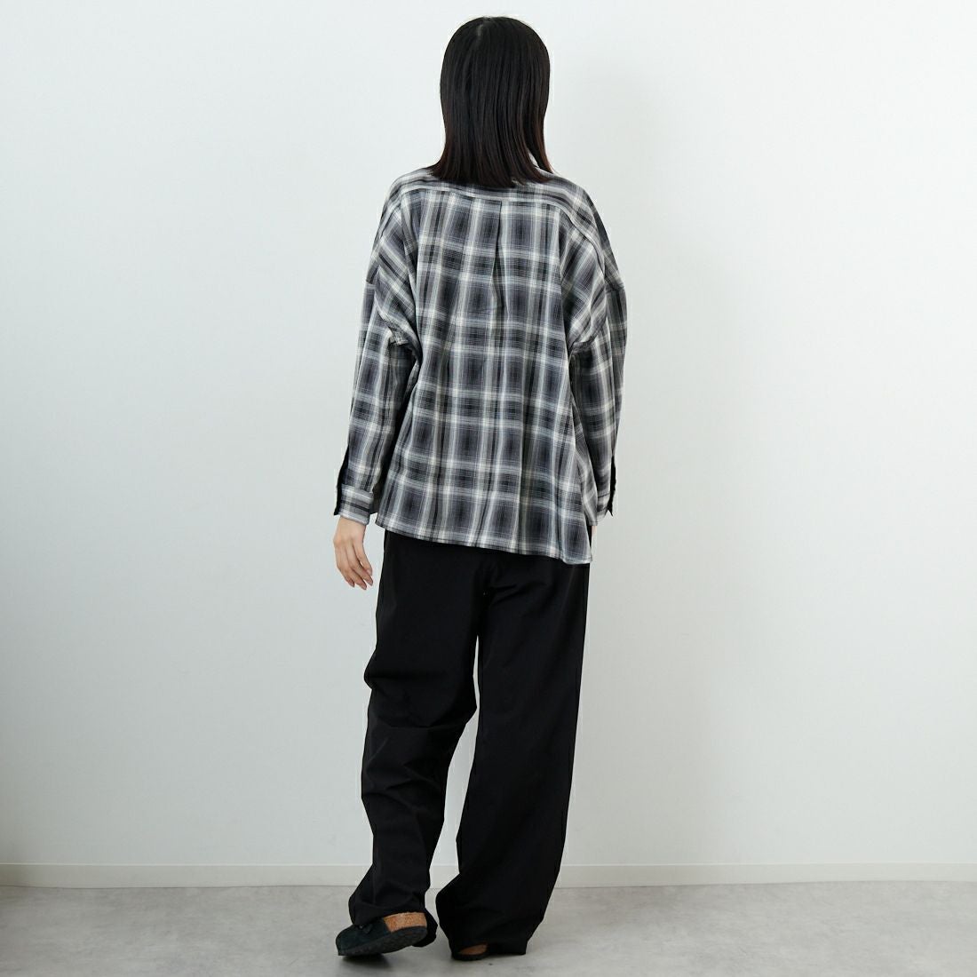 ANTGAUGE [アントゲージ] ドロップショルダー チェックシャツ [GB327] 24 ﾌﾞﾗｯｸ &&モデル身長：162cm 着用サイズ：F&&