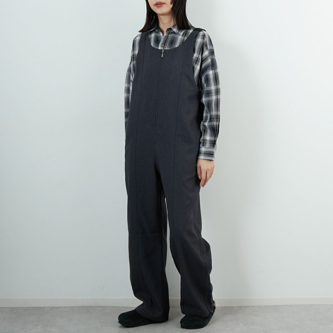 ANTGAUGE [アントゲージ] ルーズストレートサロペット [C2369] 25 ﾁｬｺｰﾙ &&モデル身長：162cm 着用サイズ：M&&