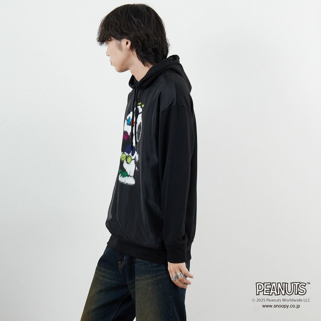 TRIPPY MIKIO ART [トリッピーミキオアート] SNOOPY サングラス フーディ [TR-059] BLACK &&モデル身長：179cm 着用サイズ：M&&