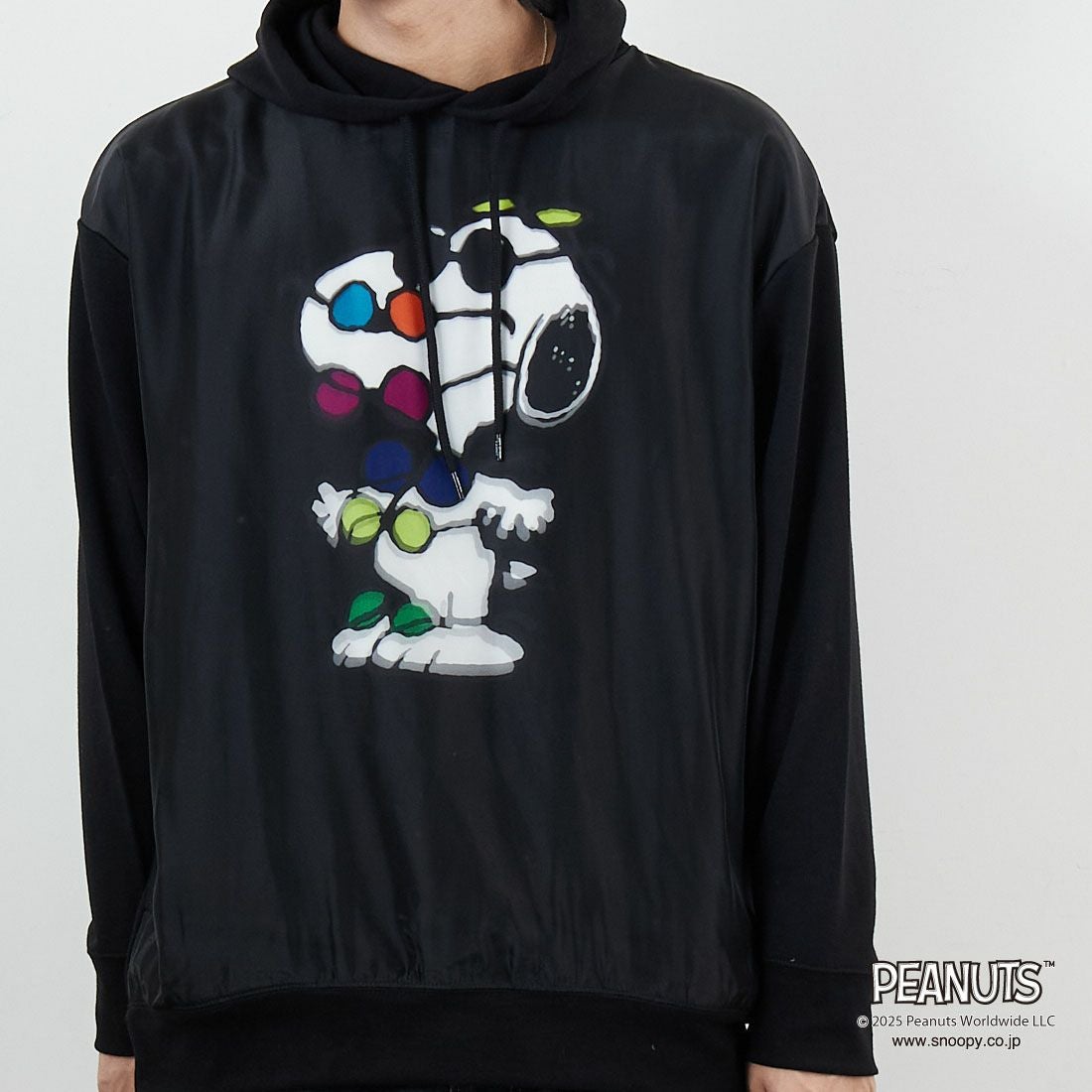 TRIPPY MIKIO ART [トリッピーミキオアート] SNOOPY サングラス フーディ [TR-059] BLACK &&モデル身長：179cm 着用サイズ：M&&