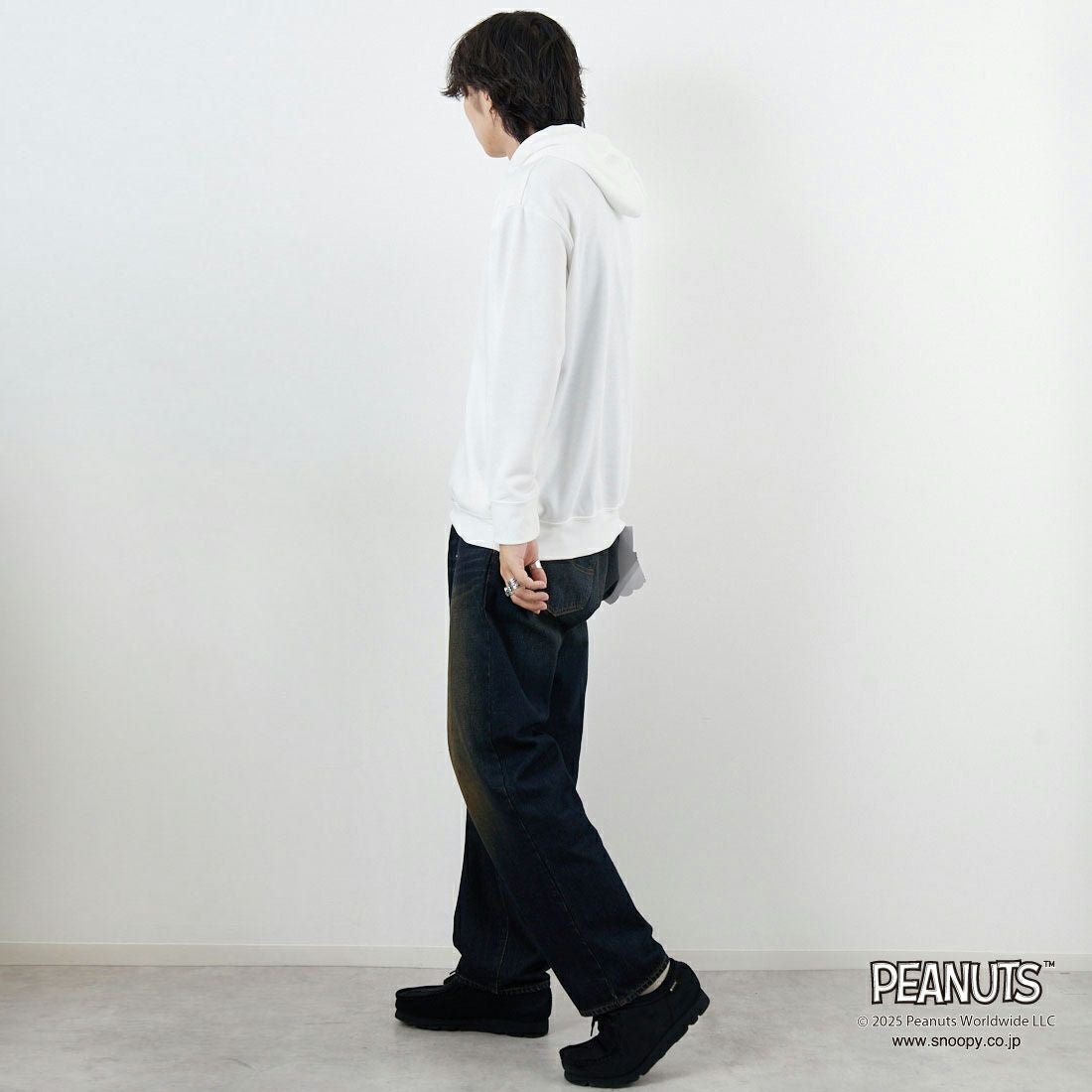 TRIPPY MIKIO ART [トリッピーミキオアート] SNOOPY ジョー・クール フーディ [TR-058] WHITE &&モデル身長：179cm 着用サイズ：M&&