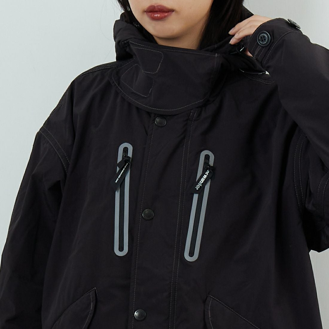 and wander [アンドワンダー] フィッシュテールコート OCTA [5745281051] BLACK &&モデル身長：162cm 着用サイズ：WM&&