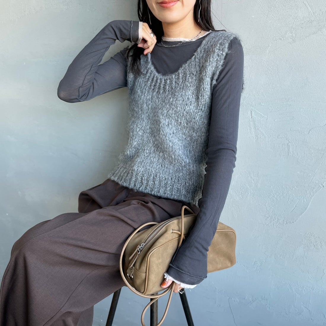 202 GREY&&モデル身長：160cm 着用サイズ：F&&