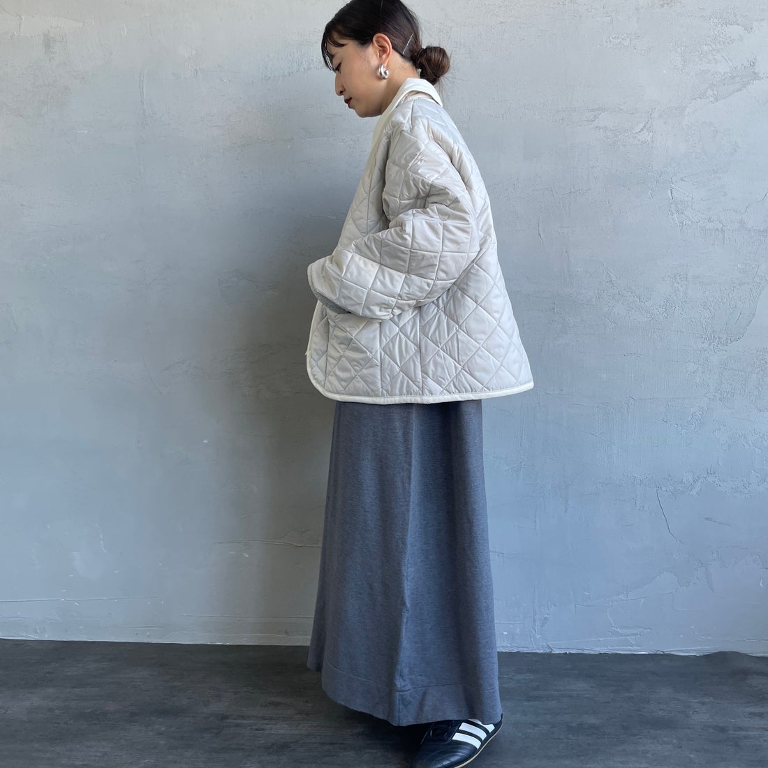 LAVENHAM [ラベンハム] テイナム ウィメンズ キルティングジャケット [LV10141] P86 MOONBE &&モデル身長：150cm 着用サイズ：10&&