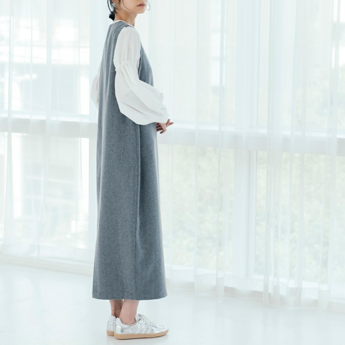 USINE [ユジーヌ] イージーケアキーネックジャンパースカート [21256063] 002 ｸﾞﾚｰ