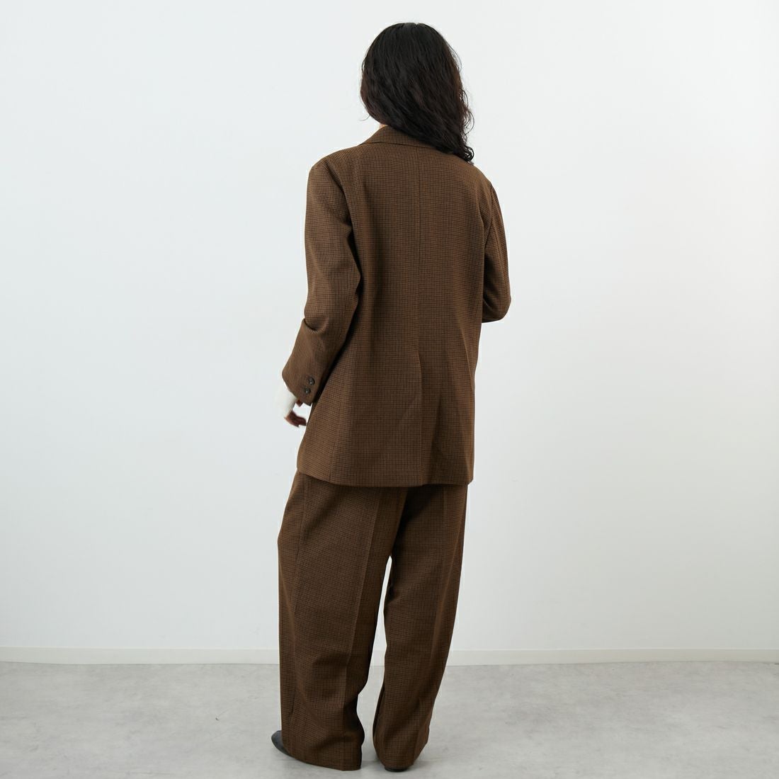 USINE [ユジーヌ] イージーケアウールライクジャケット [21256062] 039 BRﾁｪｯｸ &&モデル身長：162cm 着用サイズ：F&&