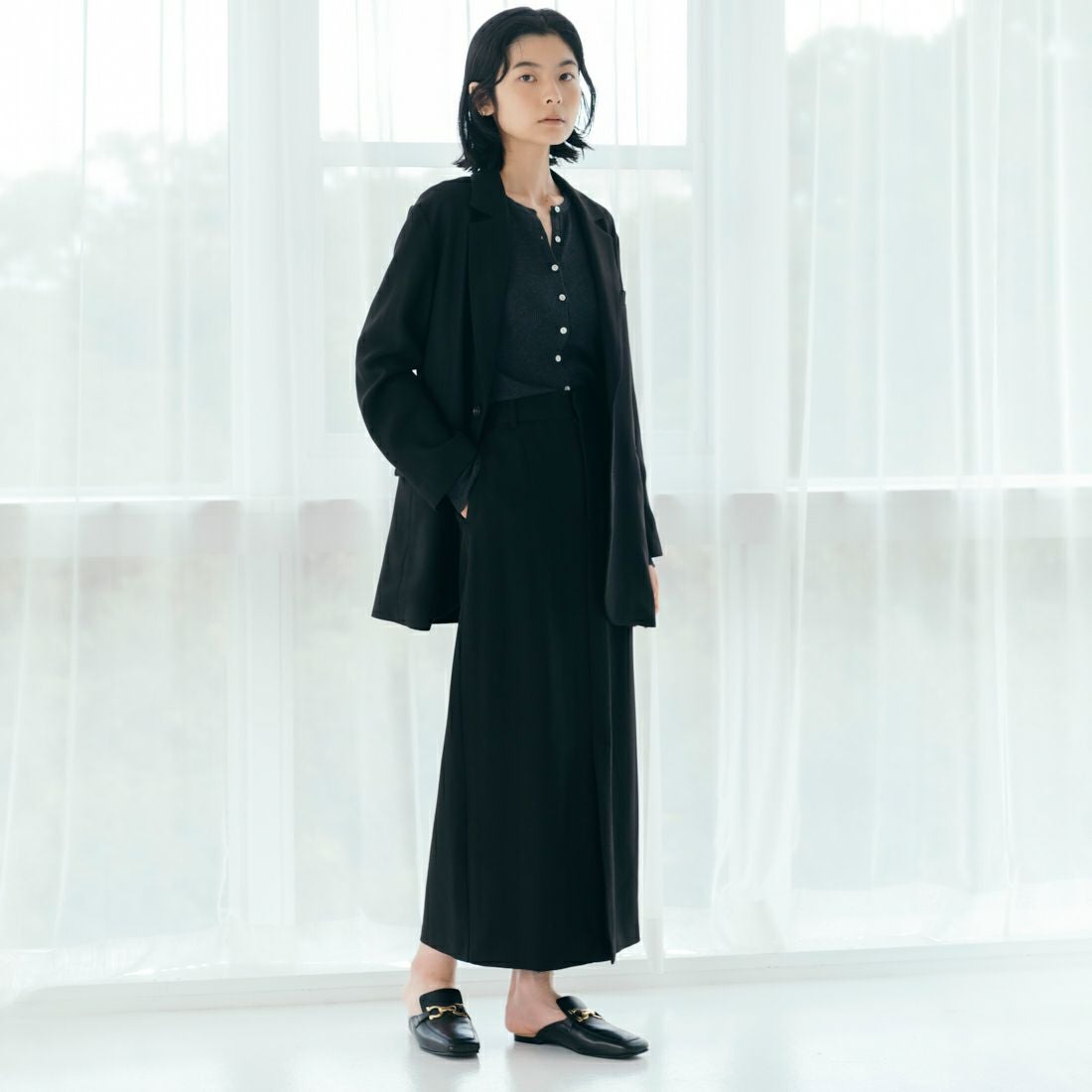 USINE [ユジーヌ] イージーケアウールライクジャケット [21256062] 004 ﾌﾞﾗｯｸ