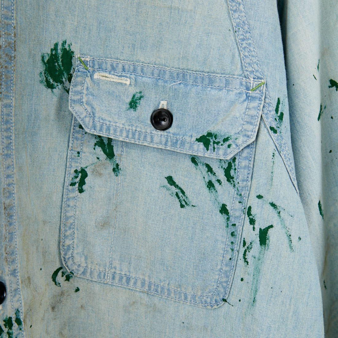 BOW WOW [バウワウ] ペイントステインドシャンブレーシャツ [BW252-PSCSV] AGED INDIG