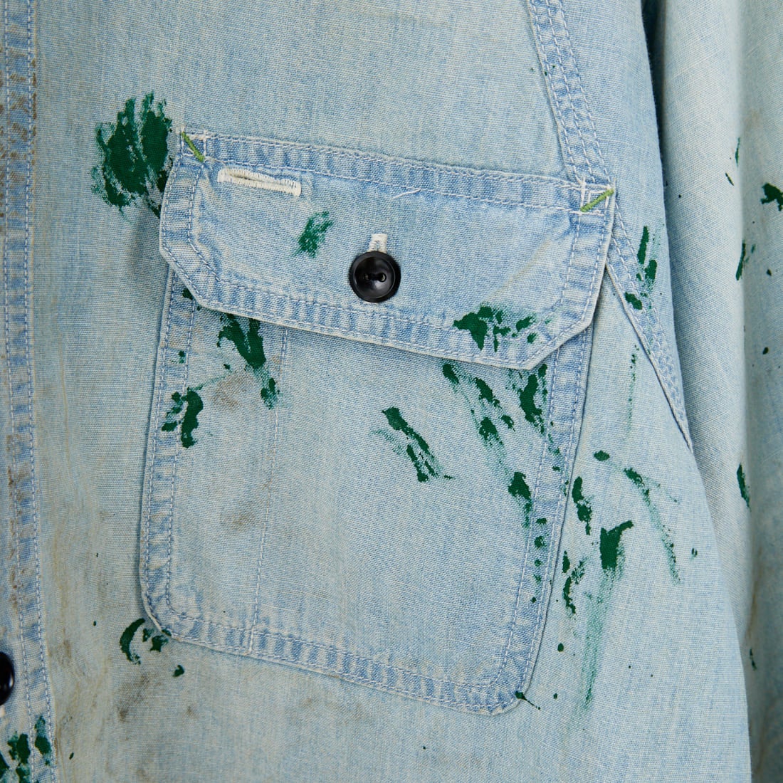 BOW WOW [バウワウ] ペイントステインドシャンブレーシャツ [BW252-PSCSV] AGED INDIG