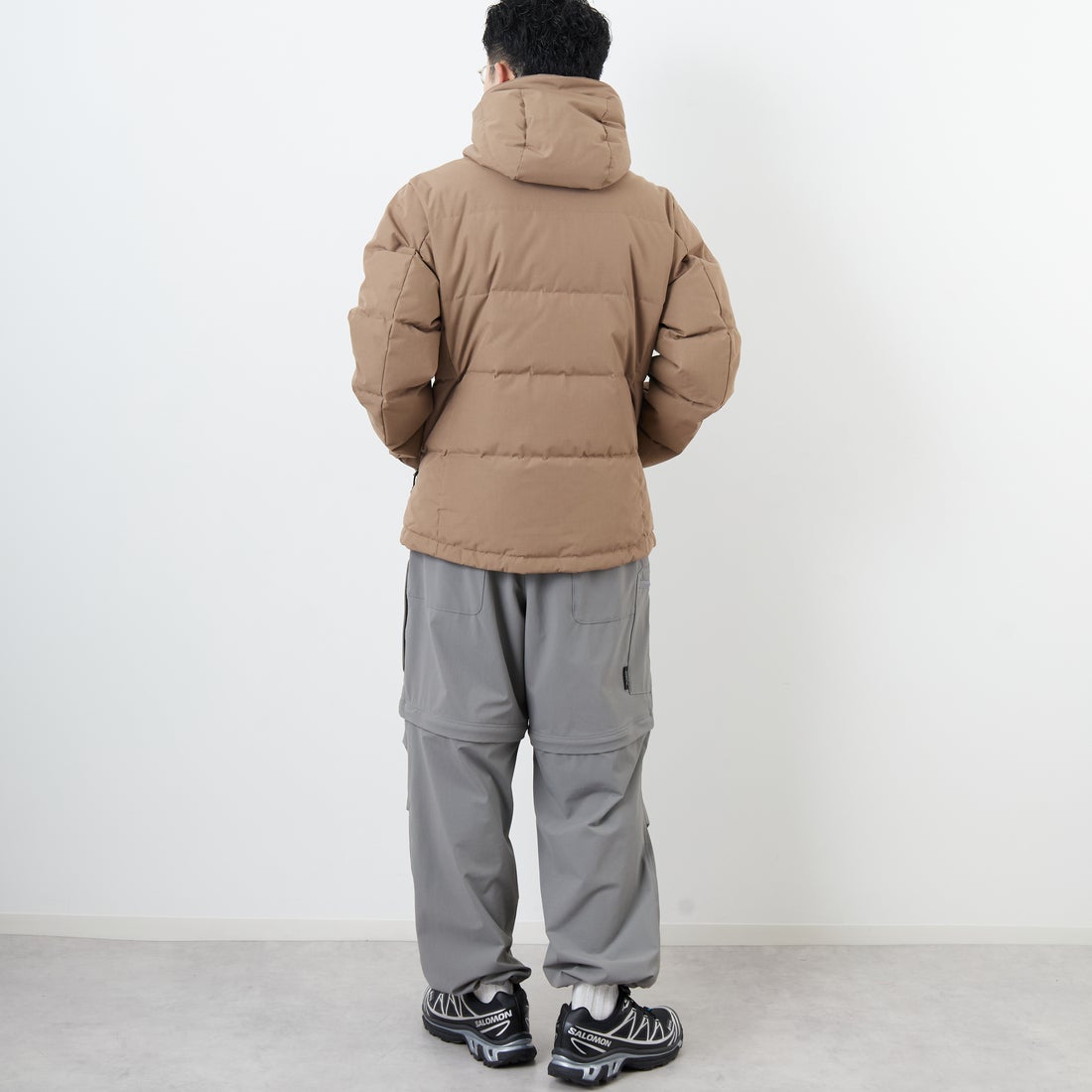 JEANSFACTORY × NANGA [ジーンズファクトリー × ナンガ] 別注 HINOC 難燃タフタダウンジャケット [JMP-254-031-JF] BEIGE &&モデル身長：168cm 着用サイズ：M&&