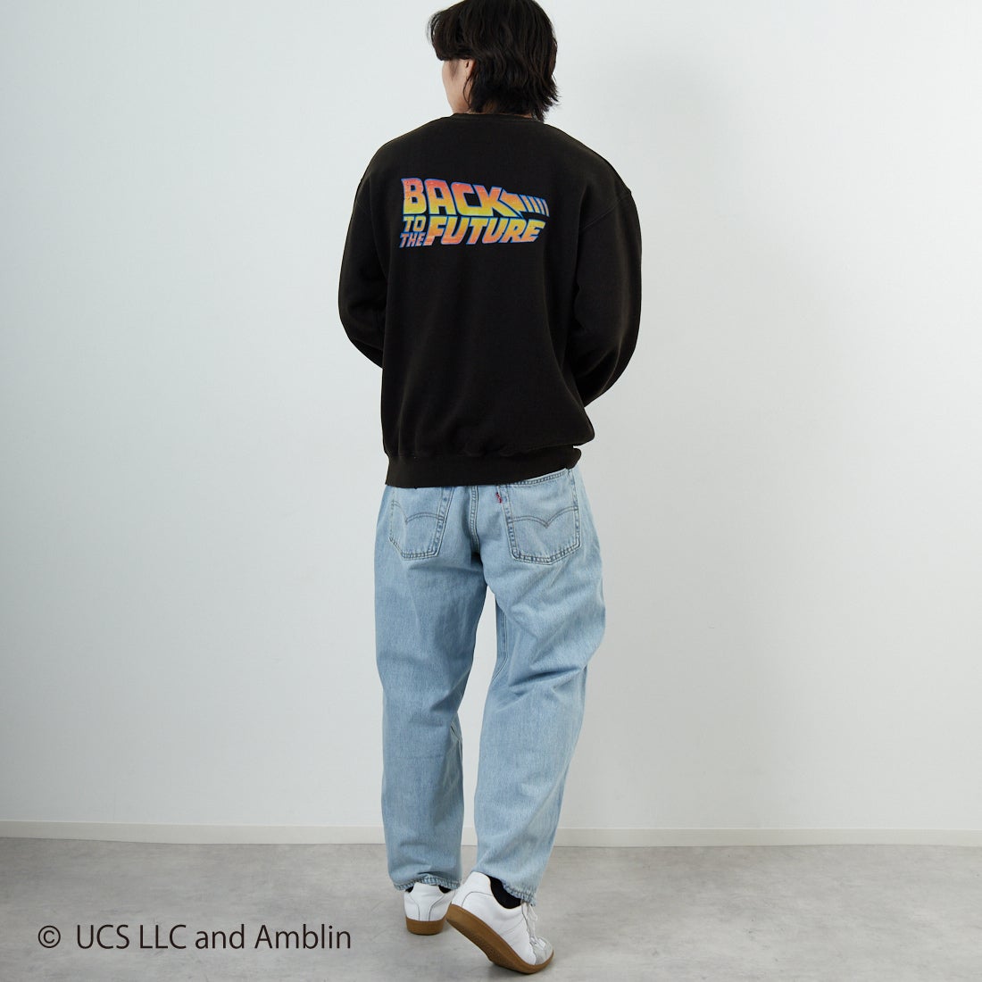 Jeans Factory Clothes [ジーンズファクトリークローズ] ムービーダメージスウェット / BACK TO THE FUTURE [JFC-254-092] BTTF &&モデル身長：179cm 着用サイズ：L&&