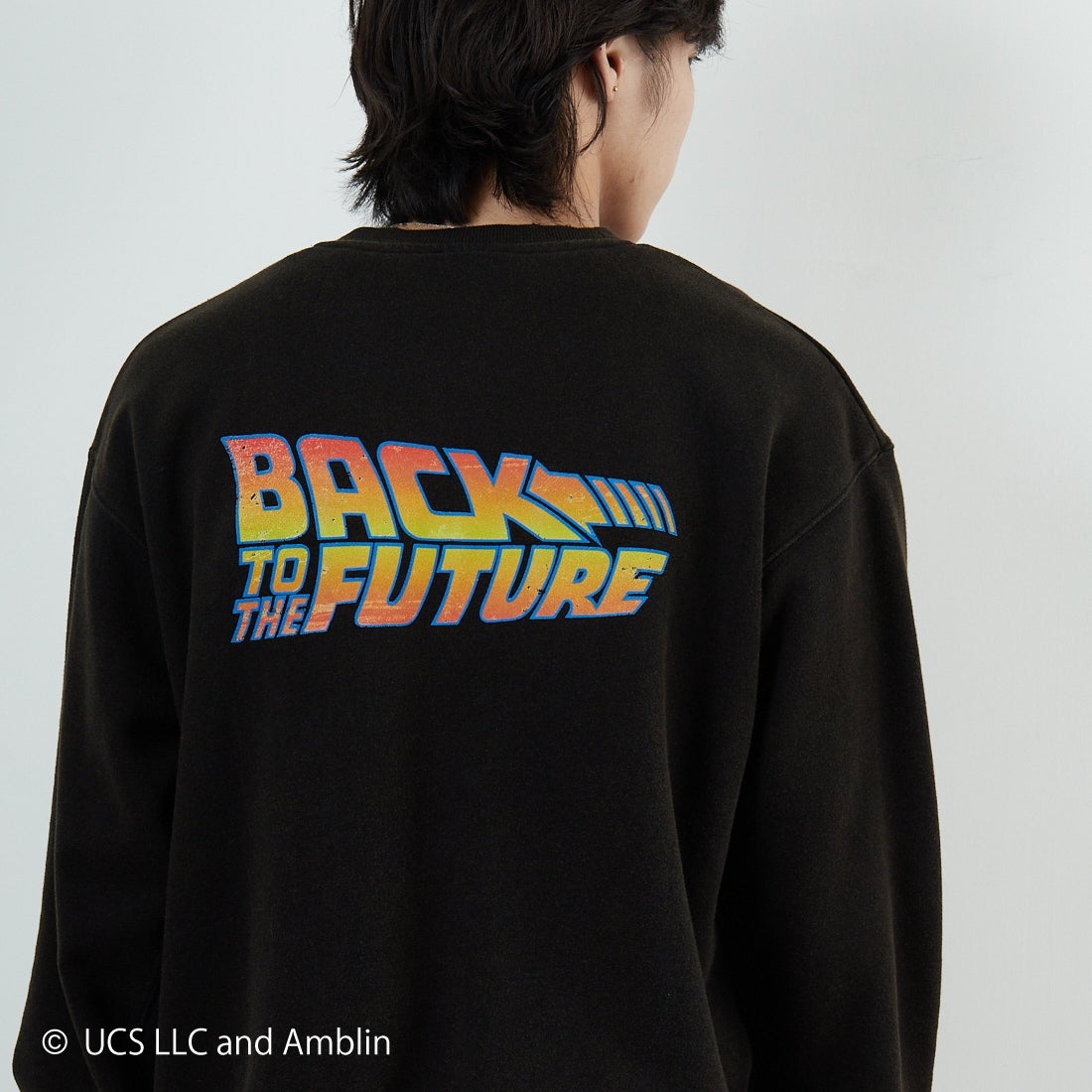 Jeans Factory Clothes [ジーンズファクトリークローズ] ムービーダメージスウェット / BACK TO THE FUTURE [JFC-254-092] BTTF &&モデル身長：179cm 着用サイズ：L&&