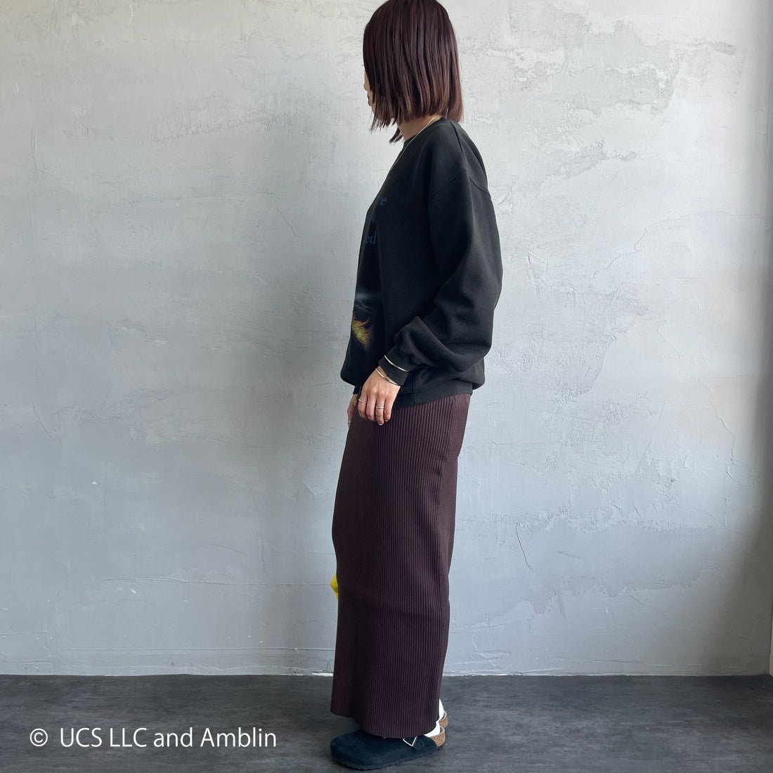 Jeans Factory Clothes [ジーンズファクトリークローズ] ムービーダメージスウェット / BACK TO THE FUTURE [JFC-254-092] BTTF &&モデル身長：158cm 着用サイズ：S&&