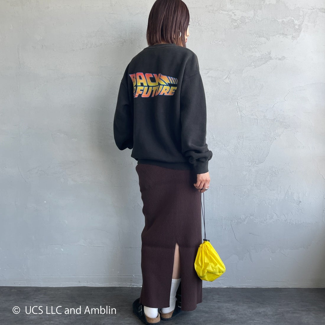 Jeans Factory Clothes [ジーンズファクトリークローズ] ムービーダメージスウェット / BACK TO THE FUTURE [JFC-254-092] BTTF &&モデル身長：158cm 着用サイズ：S&&