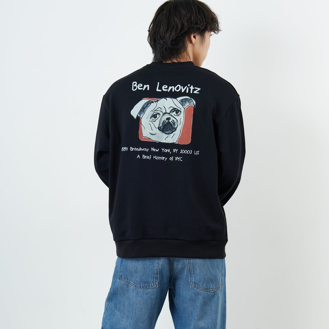 Ben Lenovitz [ベン レノビッツ] 別注 ドッグバックプリントスウェット [BL25F-001IN-JF] BLACK &&モデル身長：179cm 着用サイズ：L&&