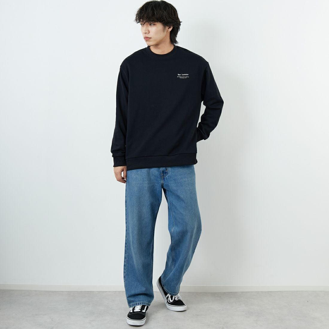 Ben Lenovitz [ベン レノビッツ] 別注 ドッグバックプリントスウェット [BL25F-001IN-JF] BLACK &&モデル身長：179cm 着用サイズ：L&&