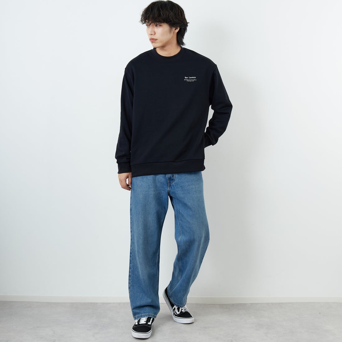 Ben Lenovitz [ベン レノビッツ] 別注 ドッグバックプリントスウェット [BL25F-001IN-JF] BLACK &&モデル身長：179cm 着用サイズ：L&&