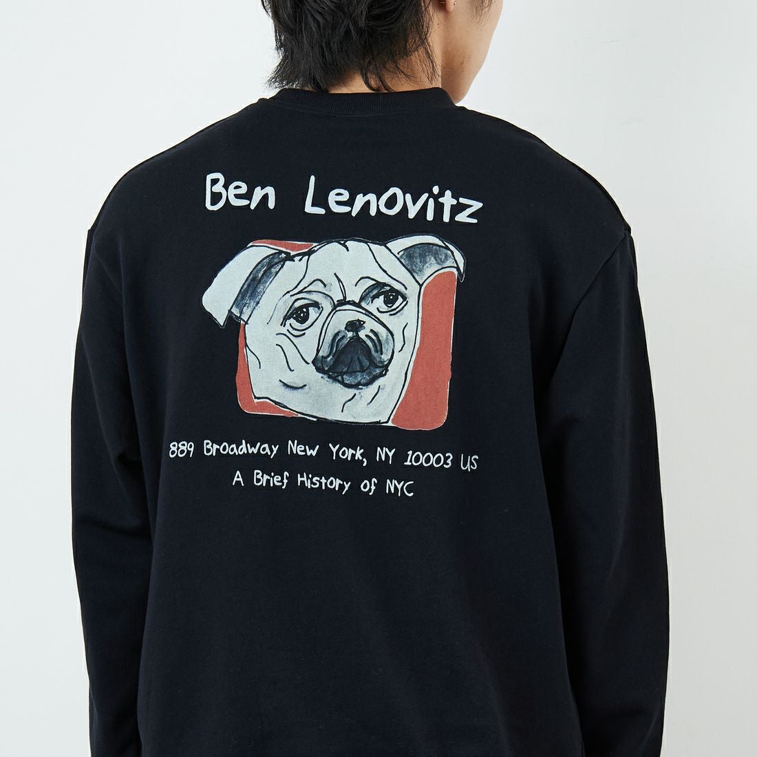 Ben Lenovitz [ベン レノビッツ] 別注 ドッグバックプリントスウェット [BL25F-001IN-JF] BLACK &&モデル身長：179cm 着用サイズ：L&&