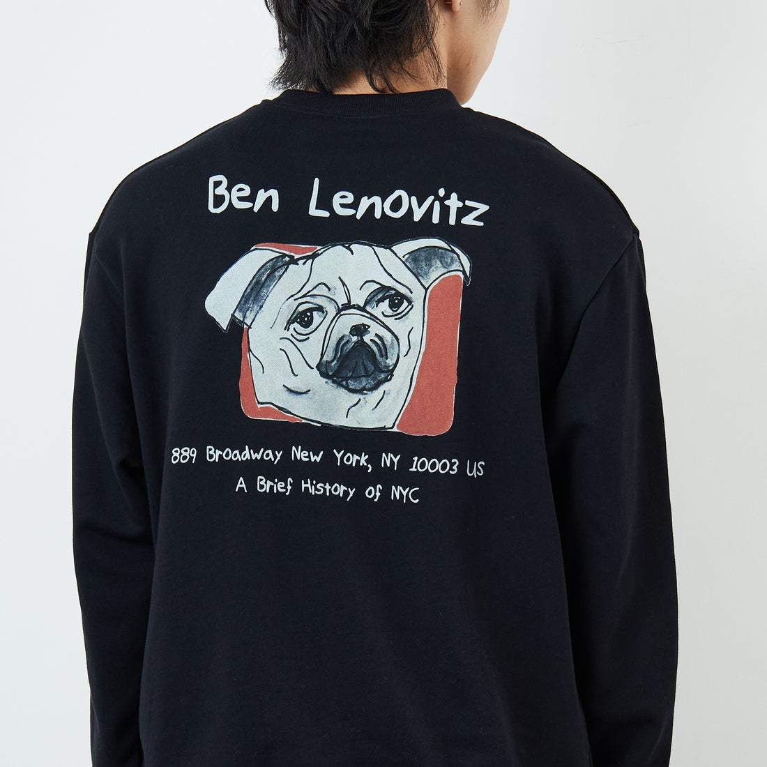 Ben Lenovitz [ベン レノビッツ] 別注 ドッグバックプリントスウェット [BL25F-001IN-JF] BLACK &&モデル身長：179cm 着用サイズ：L&&