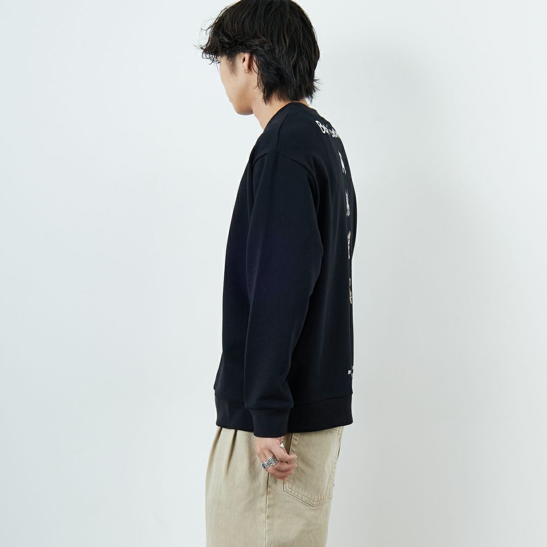 Ben Lenovitz [ベン レノビッツ] 別注 ドッグバックプリントスウェット [BL25F-002IN-JF] BLACK &&モデル身長：179cm 着用サイズ：L&&