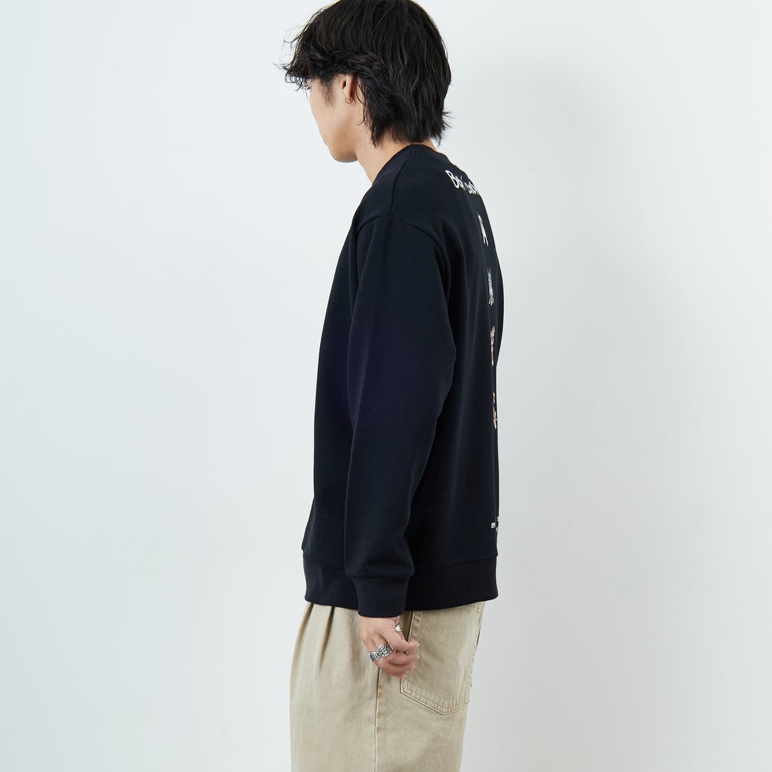 Ben Lenovitz [ベン レノビッツ] 別注 ドッグバックプリントスウェット [BL25F-002IN-JF] BLACK &&モデル身長：179cm 着用サイズ：L&&