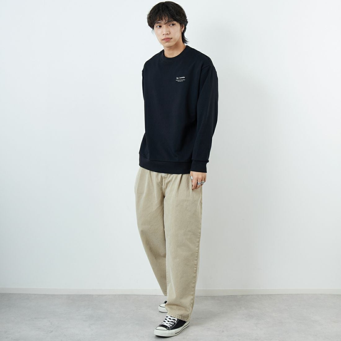 Ben Lenovitz [ベン レノビッツ] 別注 ドッグバックプリントスウェット [BL25F-002IN-JF] BLACK &&モデル身長：179cm 着用サイズ：L&&