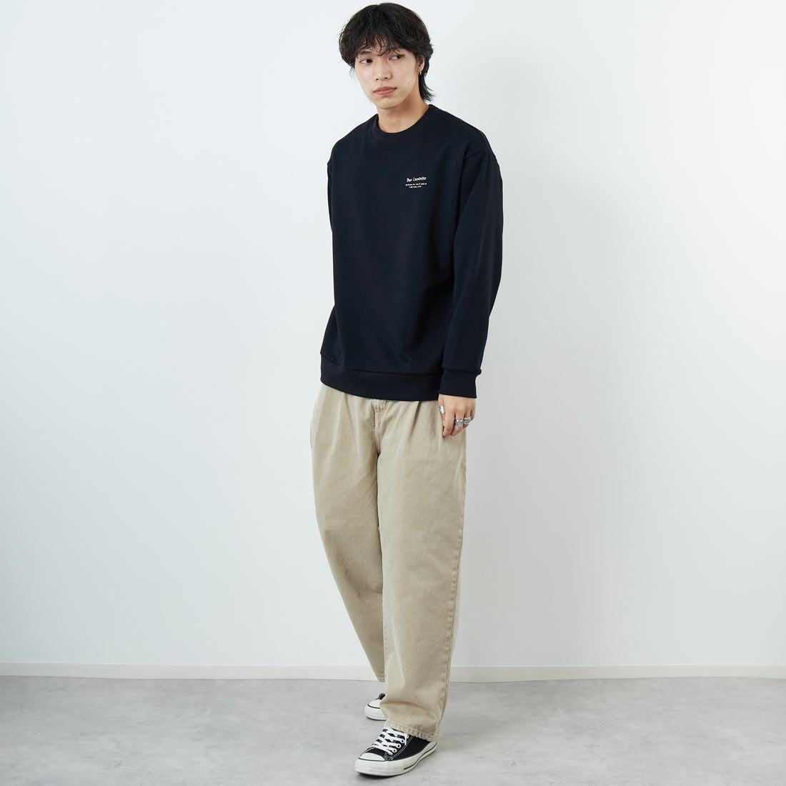 Ben Lenovitz [ベン レノビッツ] 別注 ドッグバックプリントスウェット [BL25F-002IN-JF] BLACK &&モデル身長：179cm 着用サイズ：L&&