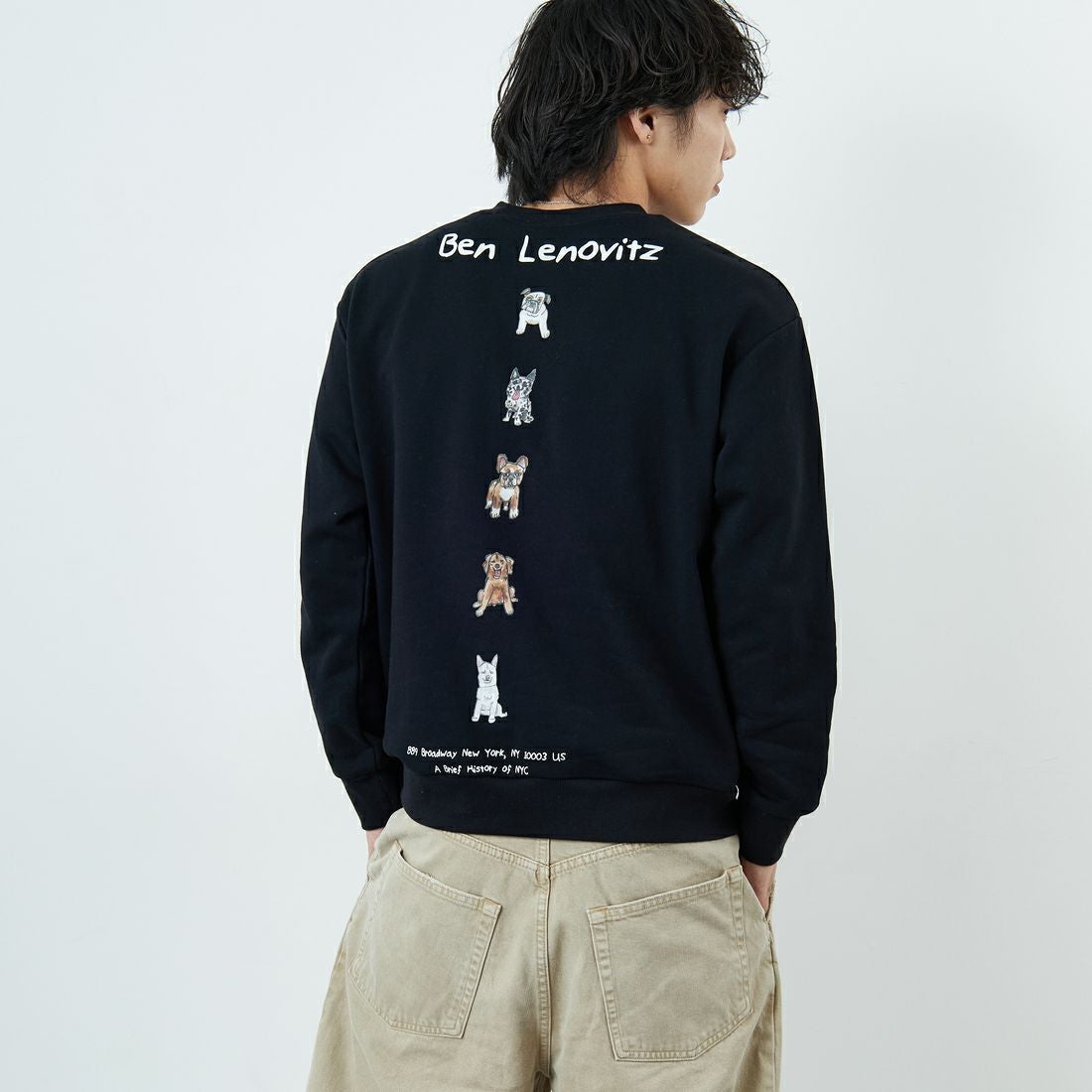 Ben Lenovitz [ベン レノビッツ] 別注 ドッグバックプリントスウェット [BL25F-002IN-JF] BLACK &&モデル身長：179cm 着用サイズ：M&&