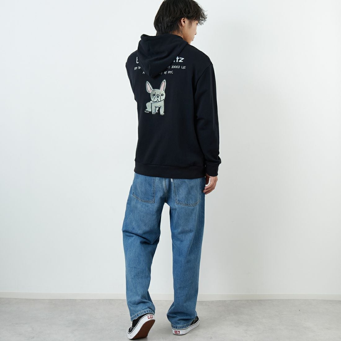 Ben Lenovitz [ベン レノビッツ] 別注 ドッグバックプリントスウェットパーカー [BL25F-004IN-JF] BLACK &&モデル身長：179cm 着用サイズ：L&&