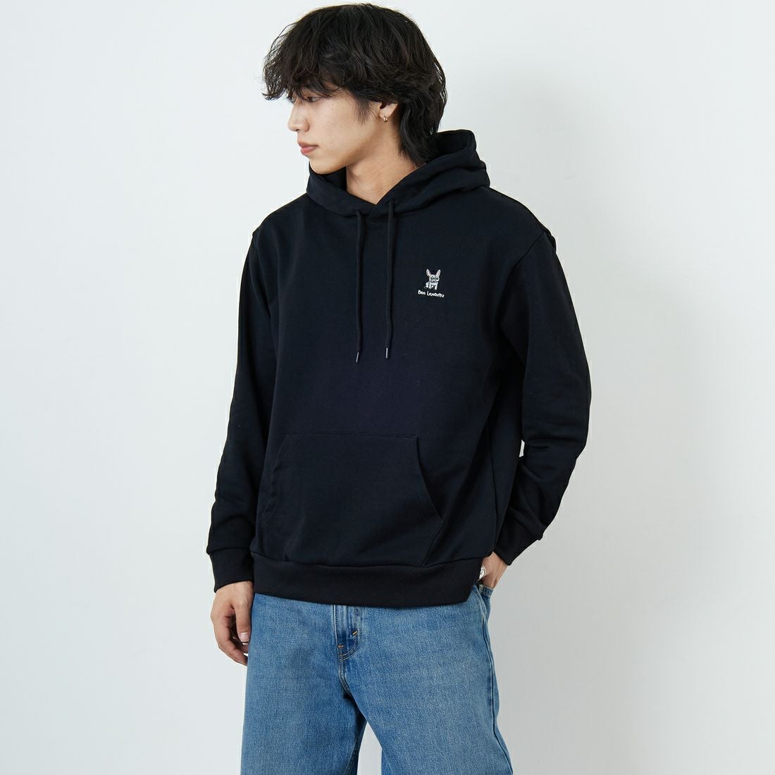 Ben Lenovitz [ベン レノビッツ] 別注 ドッグバックプリントスウェットパーカー [BL25F-004IN-JF] BLACK &&モデル身長：179cm 着用サイズ：M&&