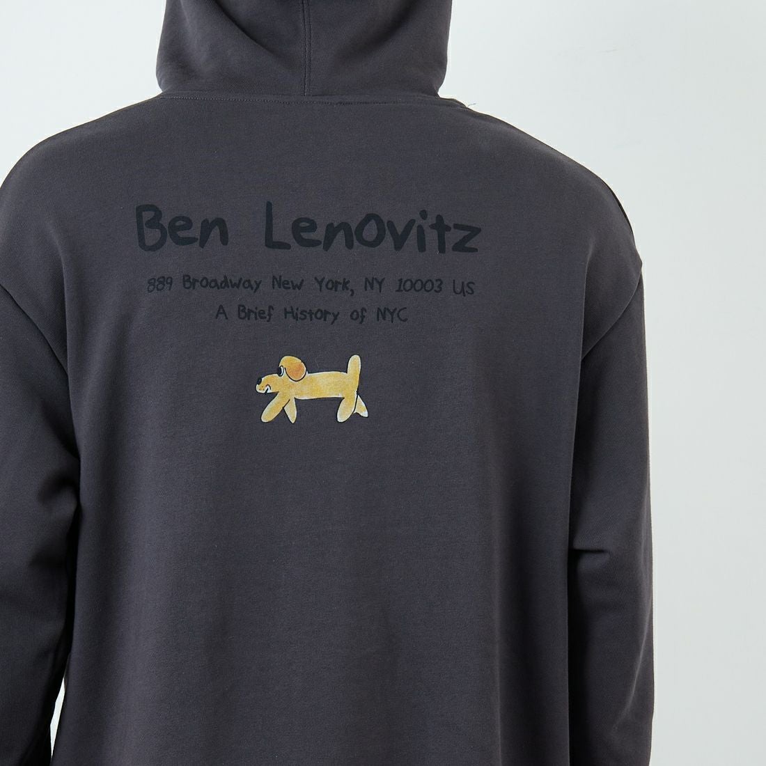 Ben Lenovitz [ベン レノビッツ] 別注 ドッグプリントスウェットパーカー [BL25F-005IN-JF] CHARCOAL &&モデル身長：179cm 着用サイズ：L&&
