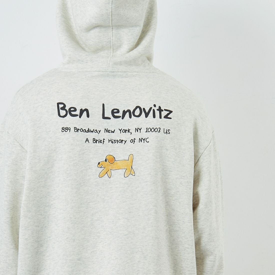 Ben Lenovitz [ベン レノビッツ] 別注 ドッグプリントスウェットパーカー [BL25F-005IN-JF] OATMEAL &&モデル身長：168cm 着用サイズ：L&&