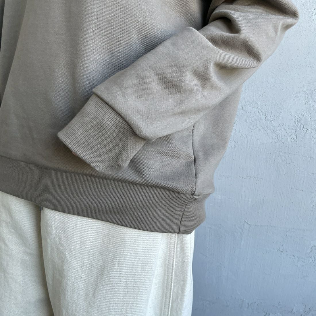 Ben Lenovitz [ベン レノビッツ] 別注 ドッグバックプリントスウェット [BL25F-002IN-JF] BEIGE &&モデル身長：159cm 着用サイズ：S&&