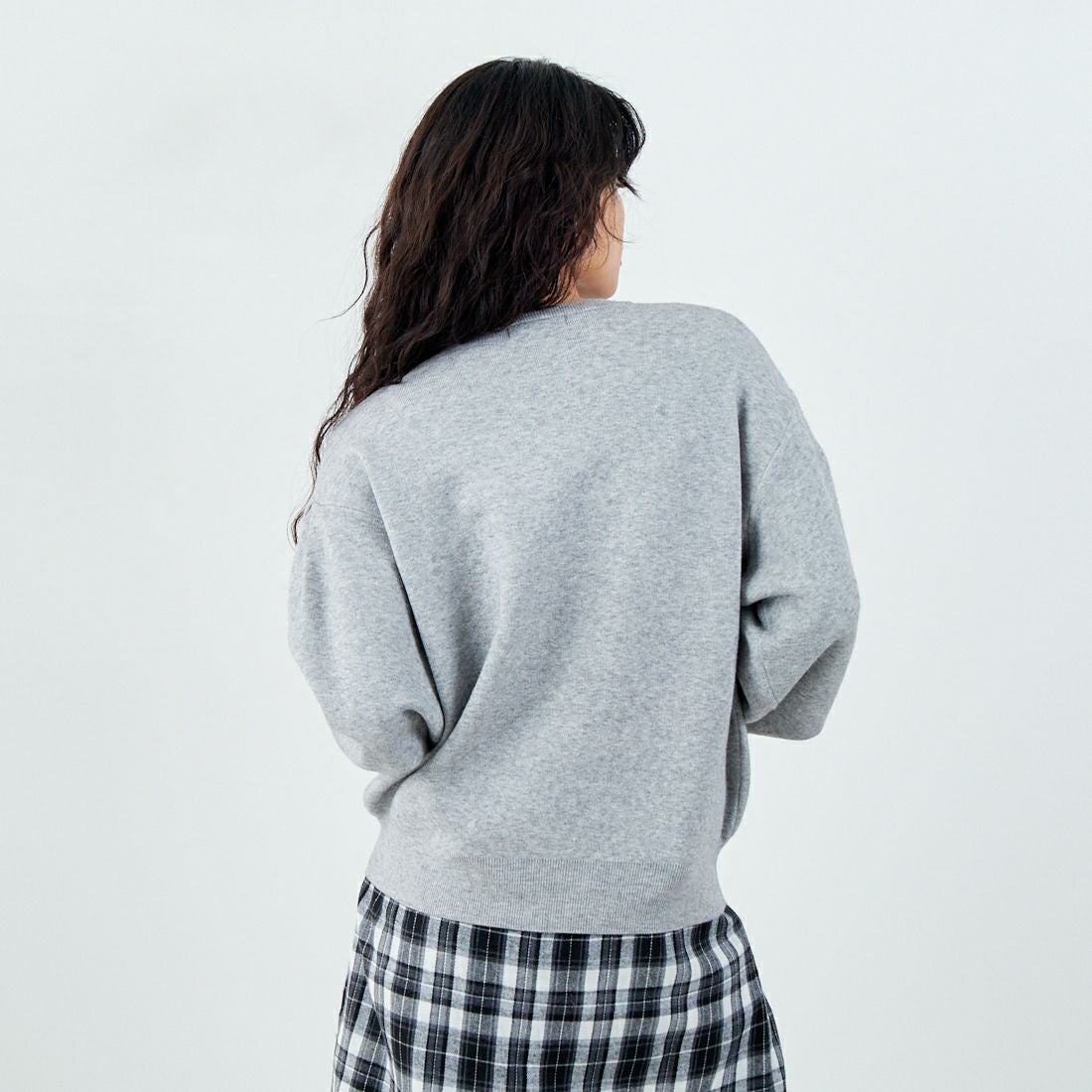 Jf Ready Made [ジェイエフレディメイド] スウェットデザイン総針ニットプルオーバー [3107201] 821 ﾓｸｸﾞﾚｰ &&モデル身長：162cm 着用サイズ：F&&