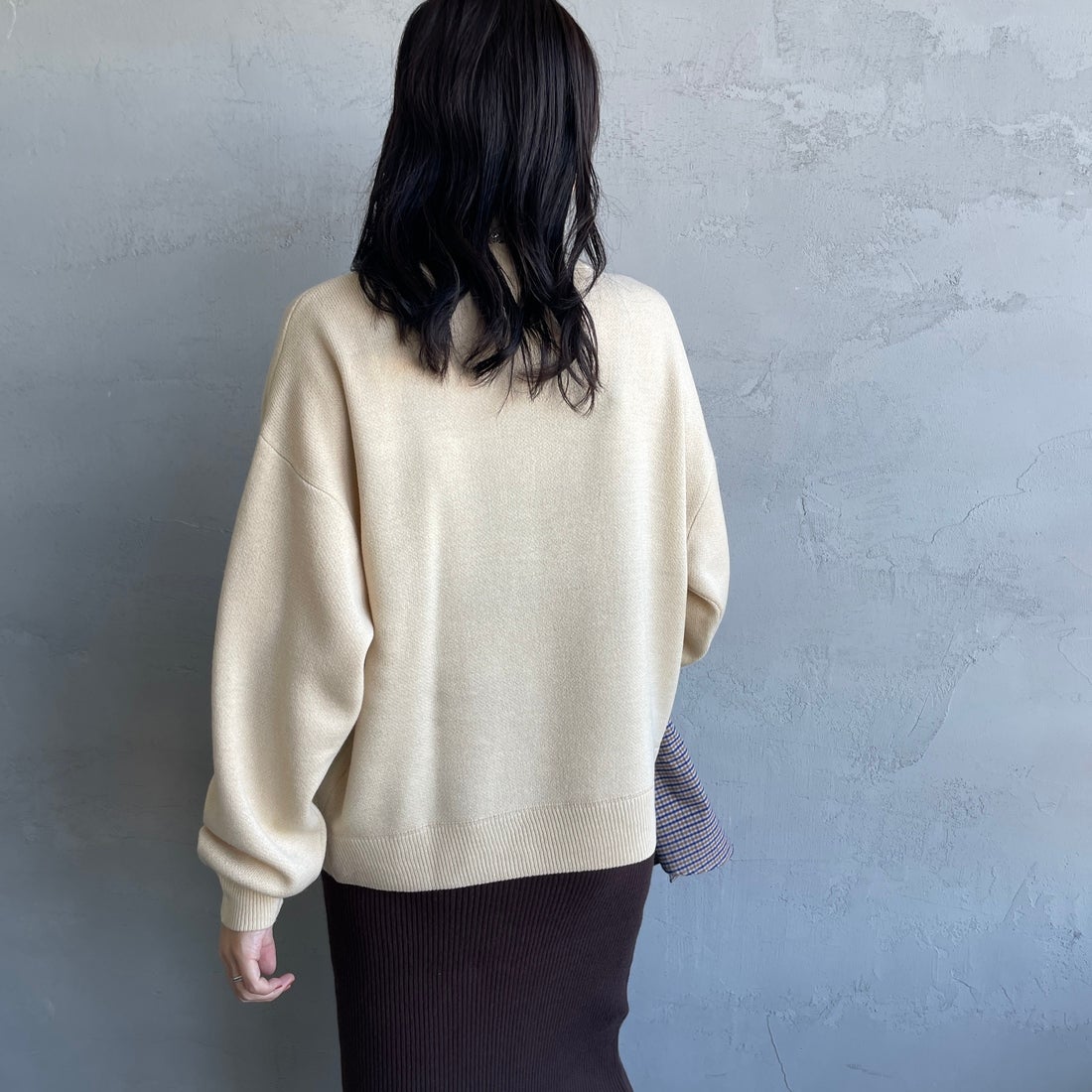 KELTY [ケルティ] 別注 ワンポイントロゴ スウェットライクニット [KE253W30IN03-JF] OATMEAL &&モデル身長：160cm 着用サイズ：M&&