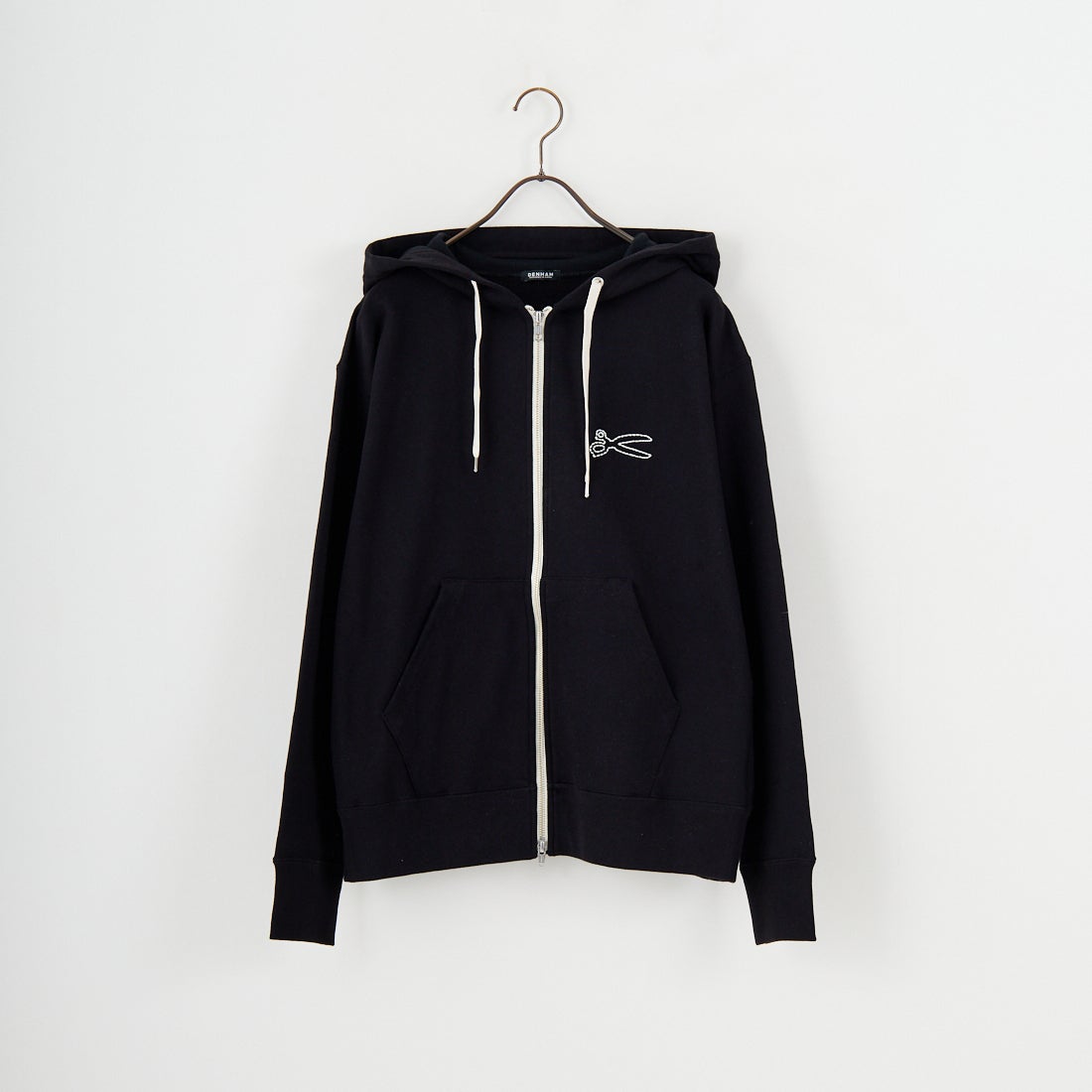 DENHAM [デンハム] チェーンステッチ ジップアップフーディ [CHAIN-ZIP-UP-HOODY] BLACK