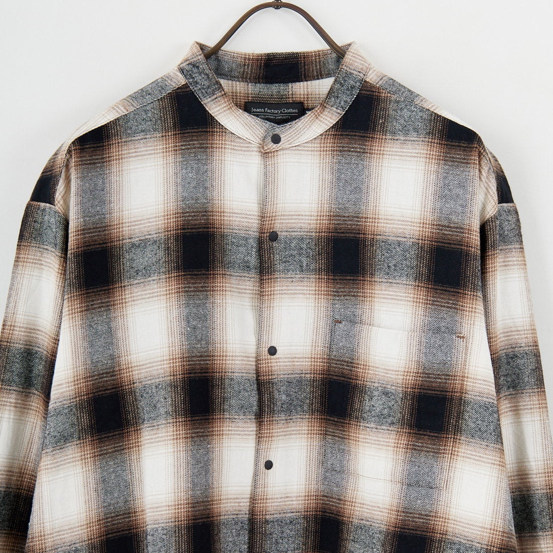 Jeans Factory Clothes [ジーンズファクトリークローズ] チェックドットボタンバンドカラーシャツ [EPC-55101] 3 BROWN