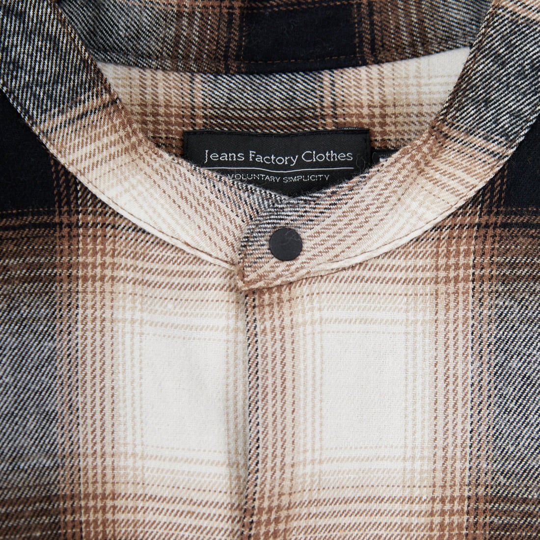 Jeans Factory Clothes [ジーンズファクトリークローズ] チェックドットボタンバンドカラーシャツ [EPC-55101] 3 BROWN