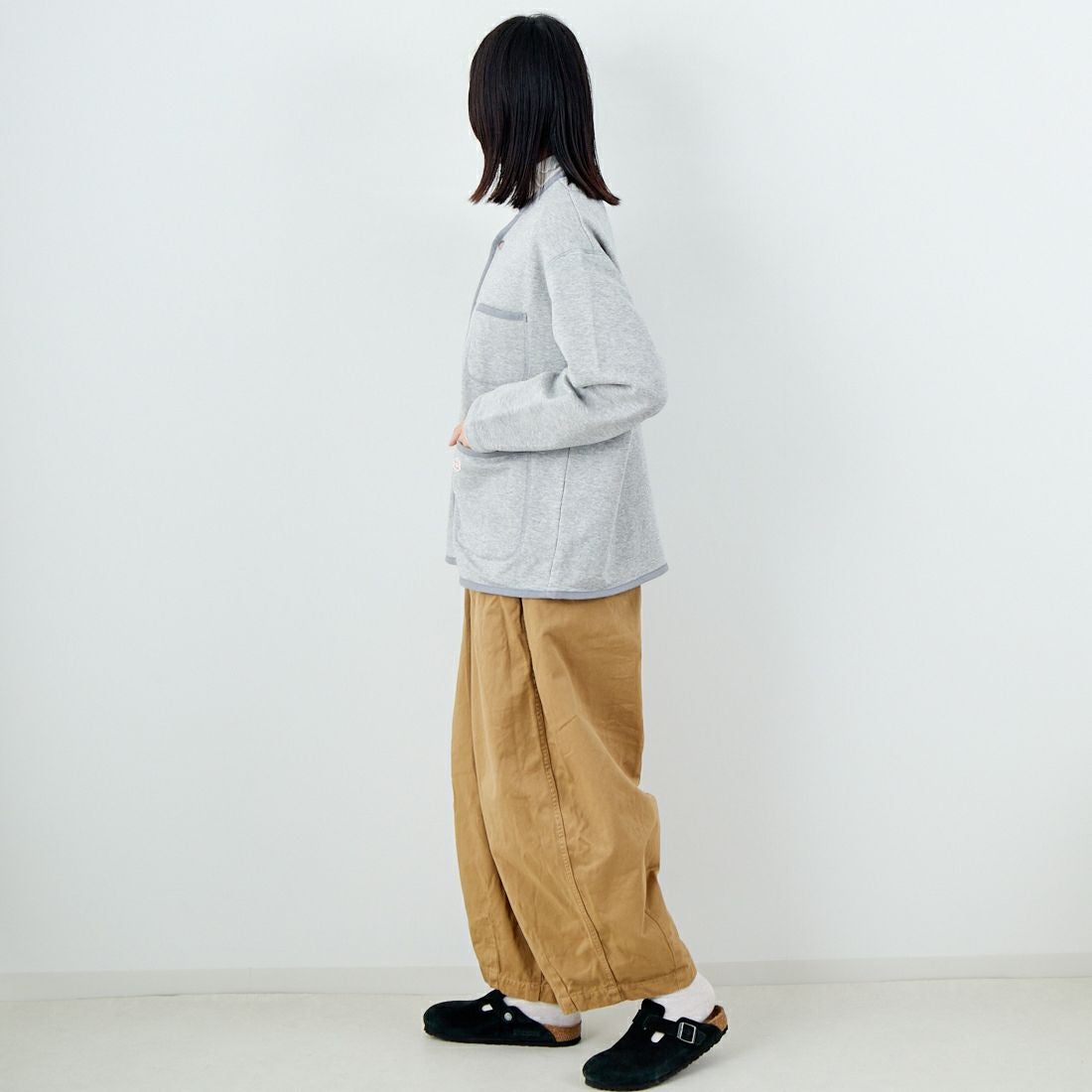 Vincent et Mireille [ヴァンソン エ ミレイユ] フレンチテリーカーディガン [VM252FT27110] 15 LT.GRAY &&モデル身長：162cm 着用サイズ：36&&