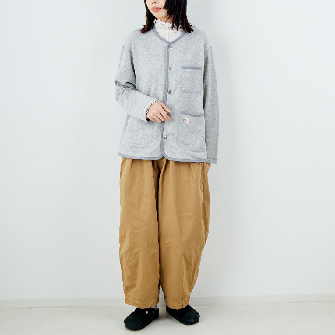 Vincent et Mireille [ヴァンソン エ ミレイユ] フレンチテリーカーディガン [VM252FT27110] 15 LT.GRAY &&モデル身長：162cm 着用サイズ：36&&