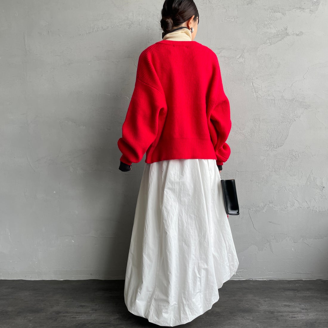 Maison de L'allure [メゾン ドゥ ラリュール] ダブルジップニットブルゾン [M25131041] 46 RED &&モデル身長：150cm 着用サイズ：F&&