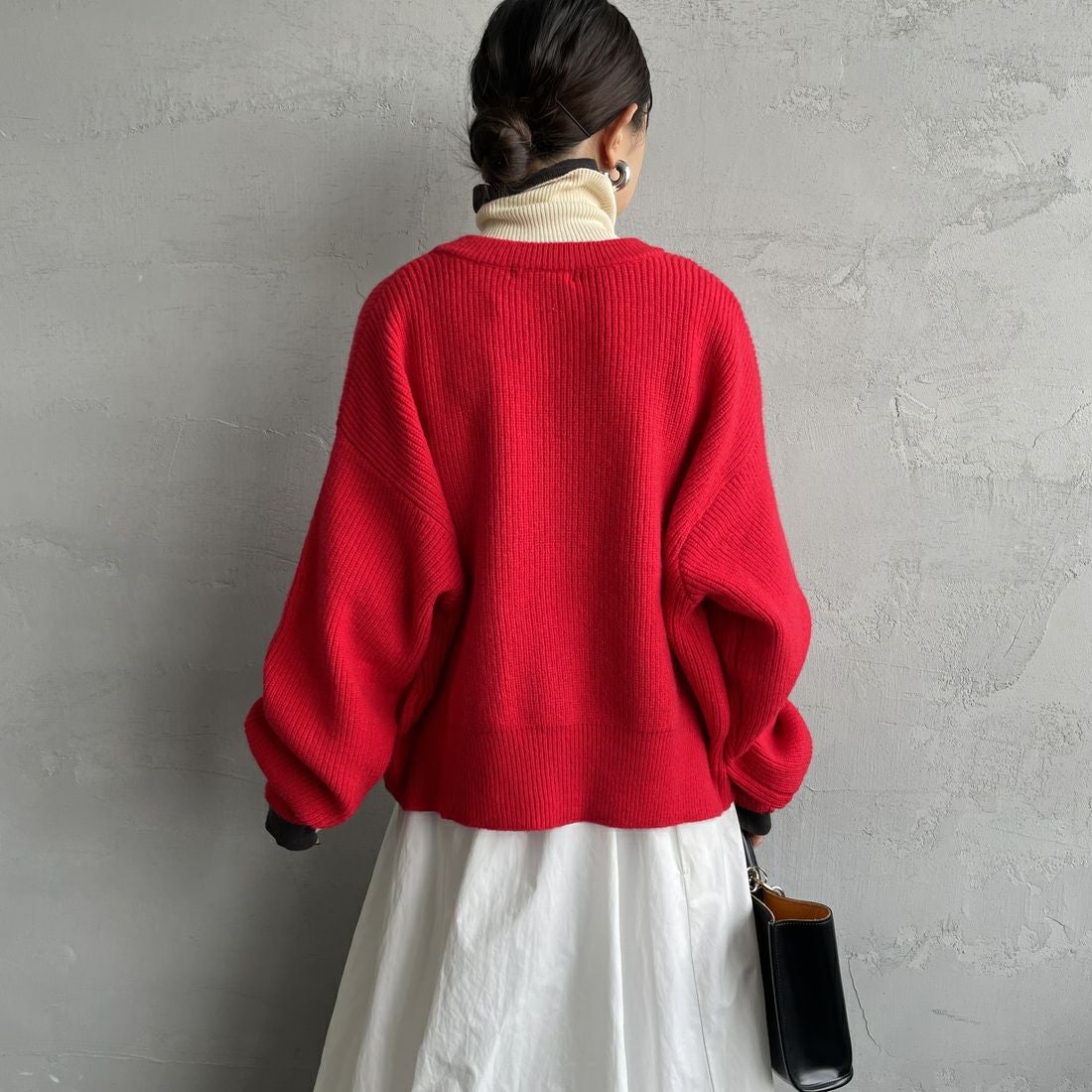 Maison de L'allure [メゾン ドゥ ラリュール] ダブルジップニットブルゾン [M25131041] 46 RED &&モデル身長：150cm 着用サイズ：F&&